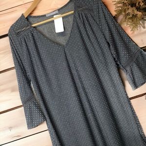 Loveappella Grey Shift Bell Sleeve Dress